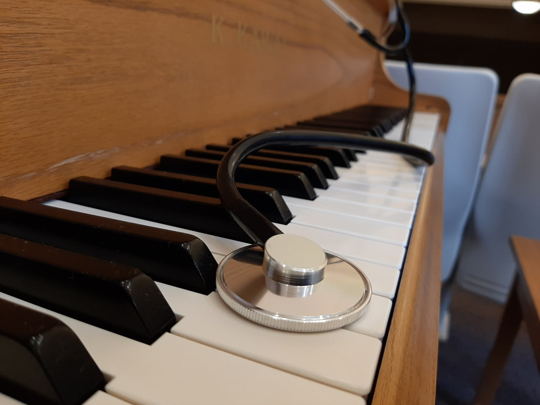 Doctor Octave's Piano Services - grand piano interior with tuning lever detail